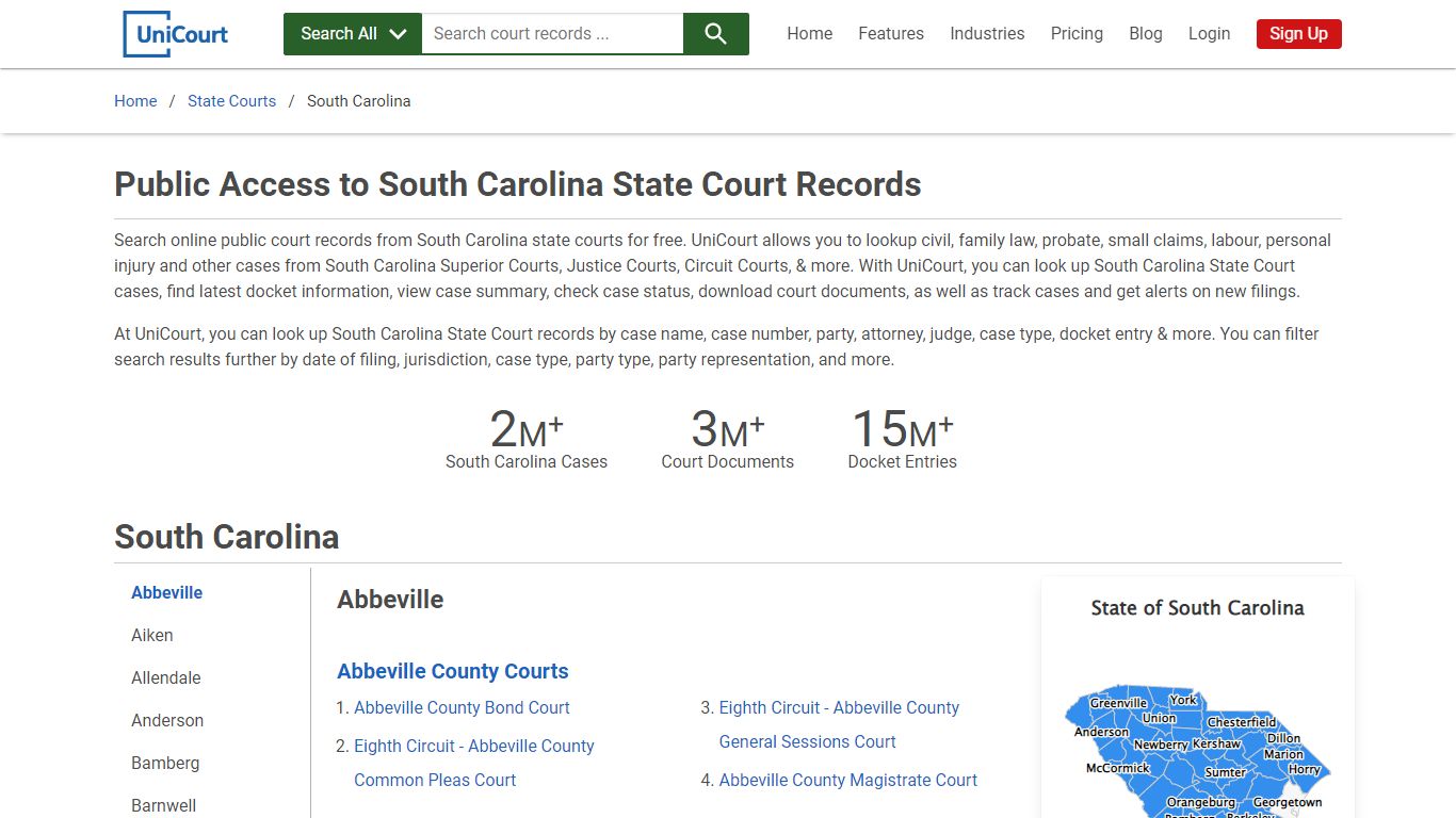South Carolina State Court Records - UniCourt