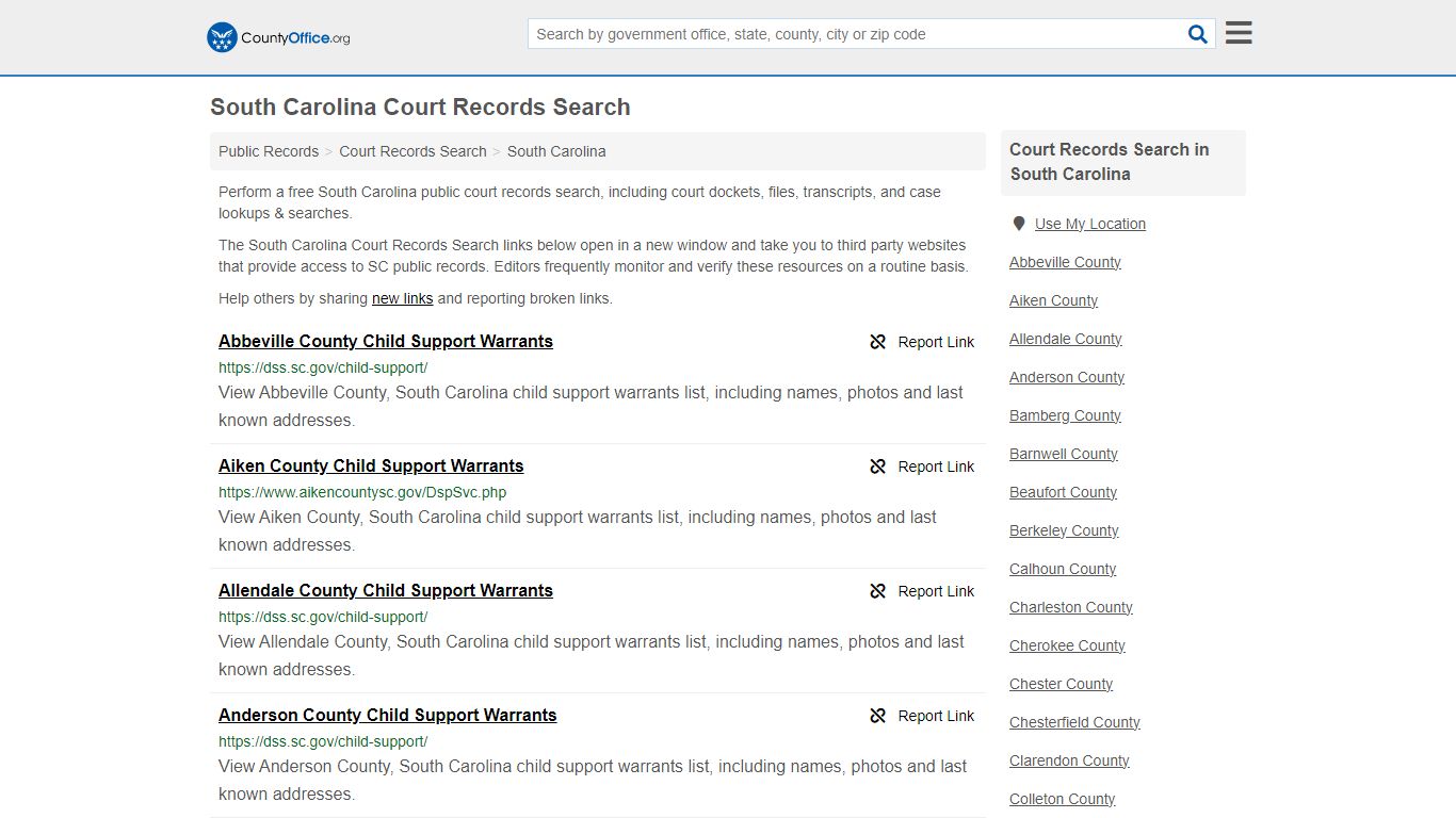 South Carolina Court Records Search - County Office